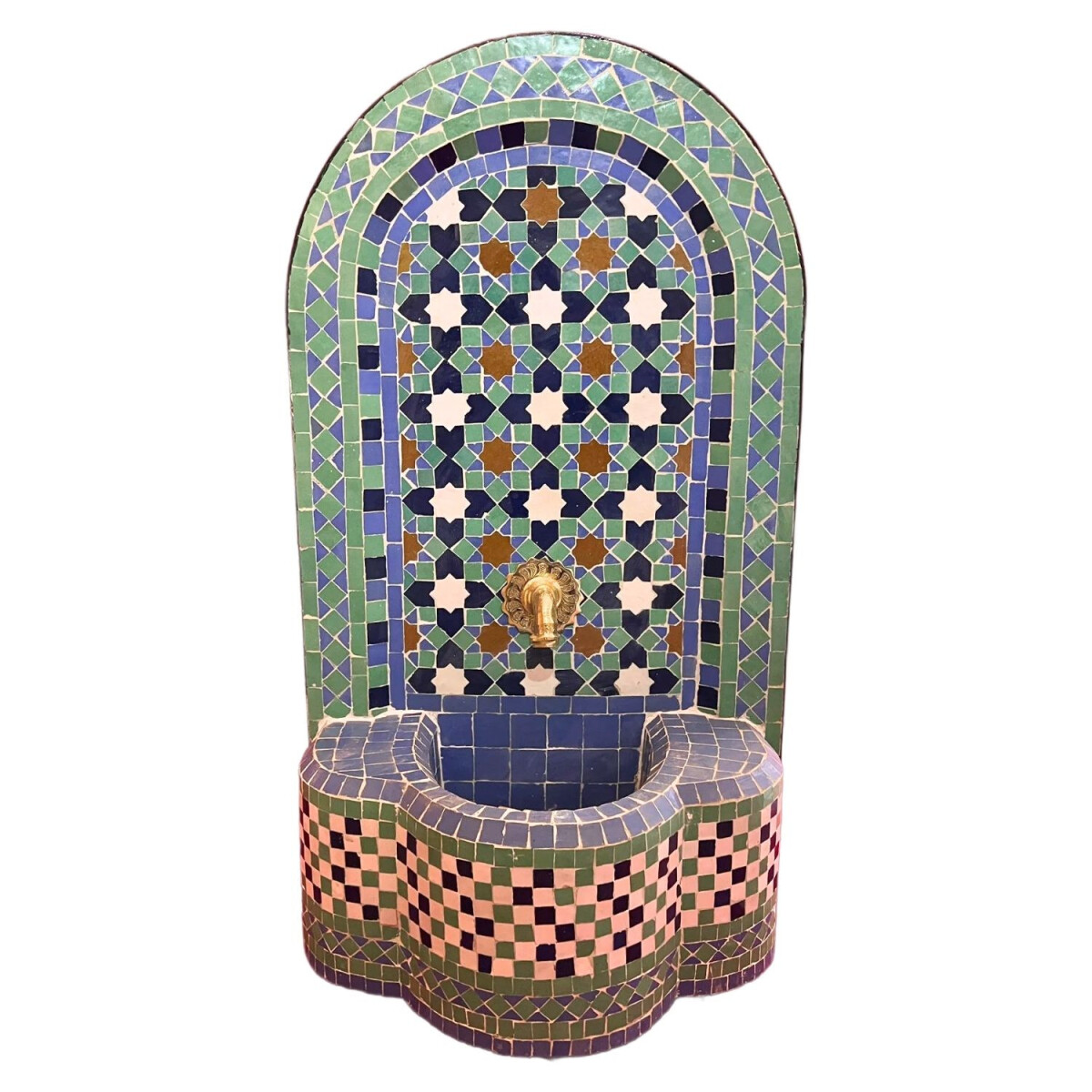 Marokkanischer Mosaik Gartenbrunnen 83cm | Boho Zimmerbrunne
