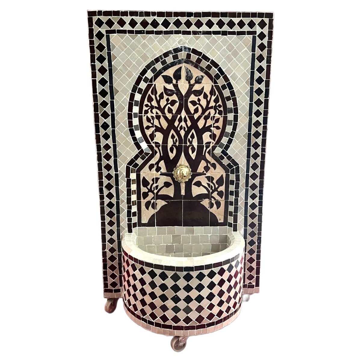 Marokkanischer Mosaik Gartenbrunnen 107cm | Boho Zimmerbrunn