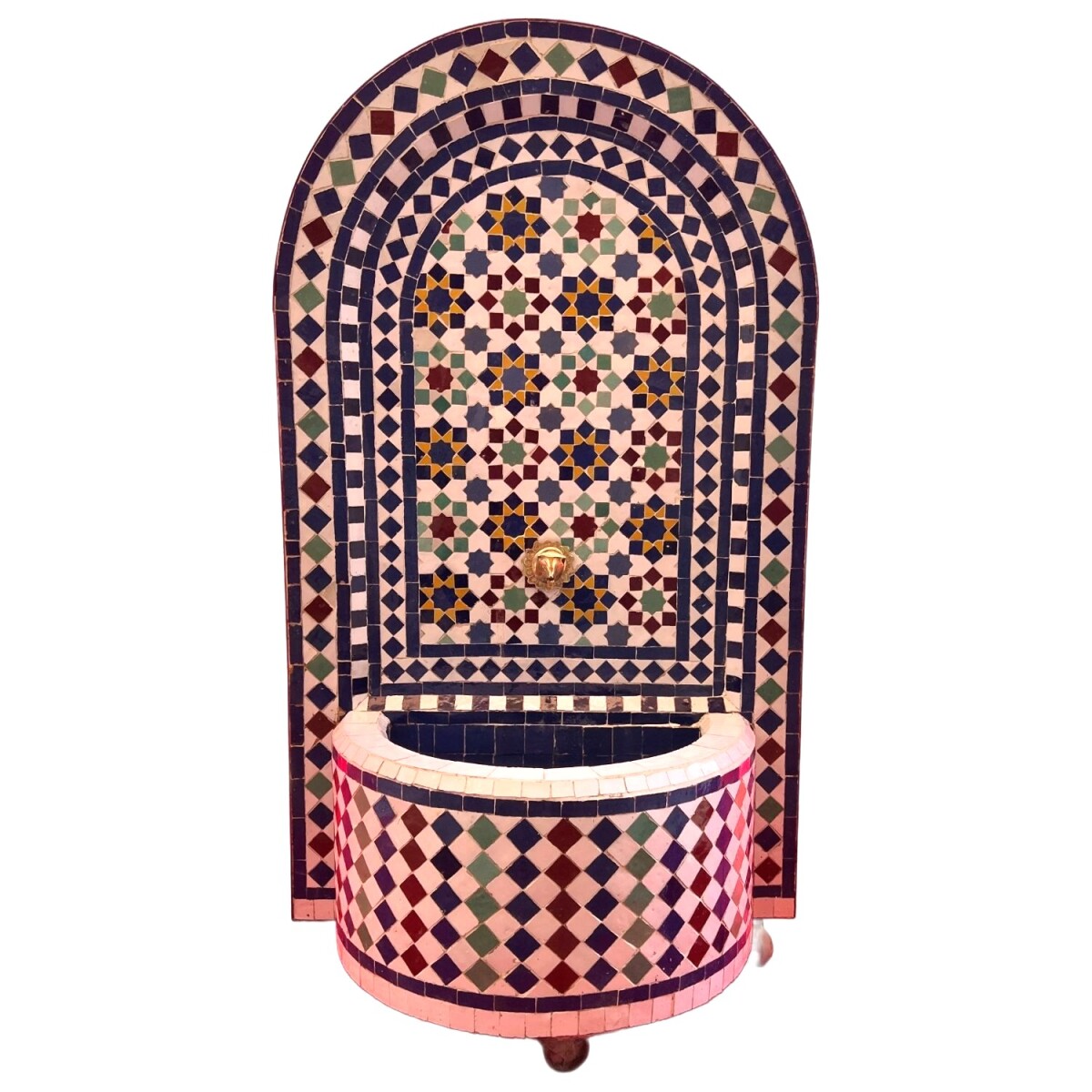 Marokkanischer Mosaik Gartenbrunnen 106cm | Boho Zimmerbrunn