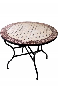 Table marocaine en mosaïque Meknès, beige et...
