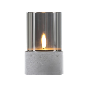 Bougie LED en verre, photophore gris Kalio