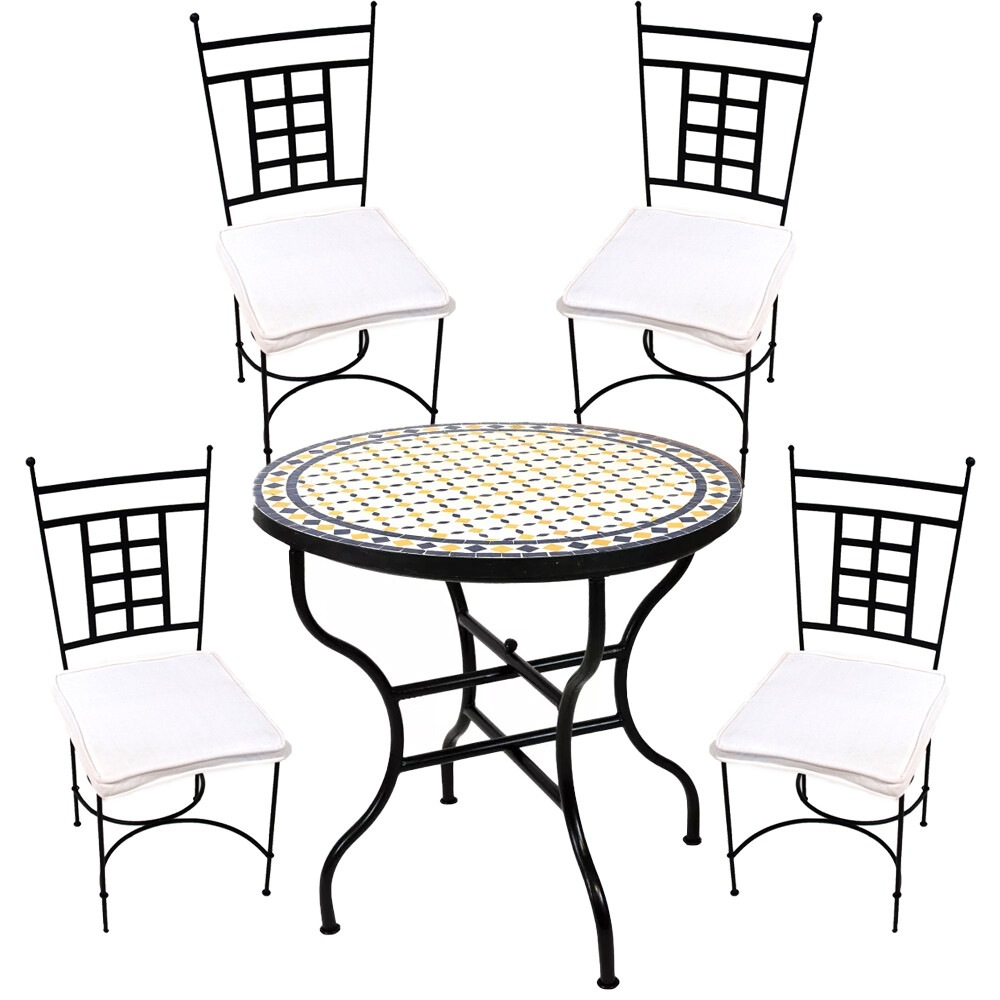 5er Gartenset mediterran Giralda Weiß Gelb Blau 80cm A