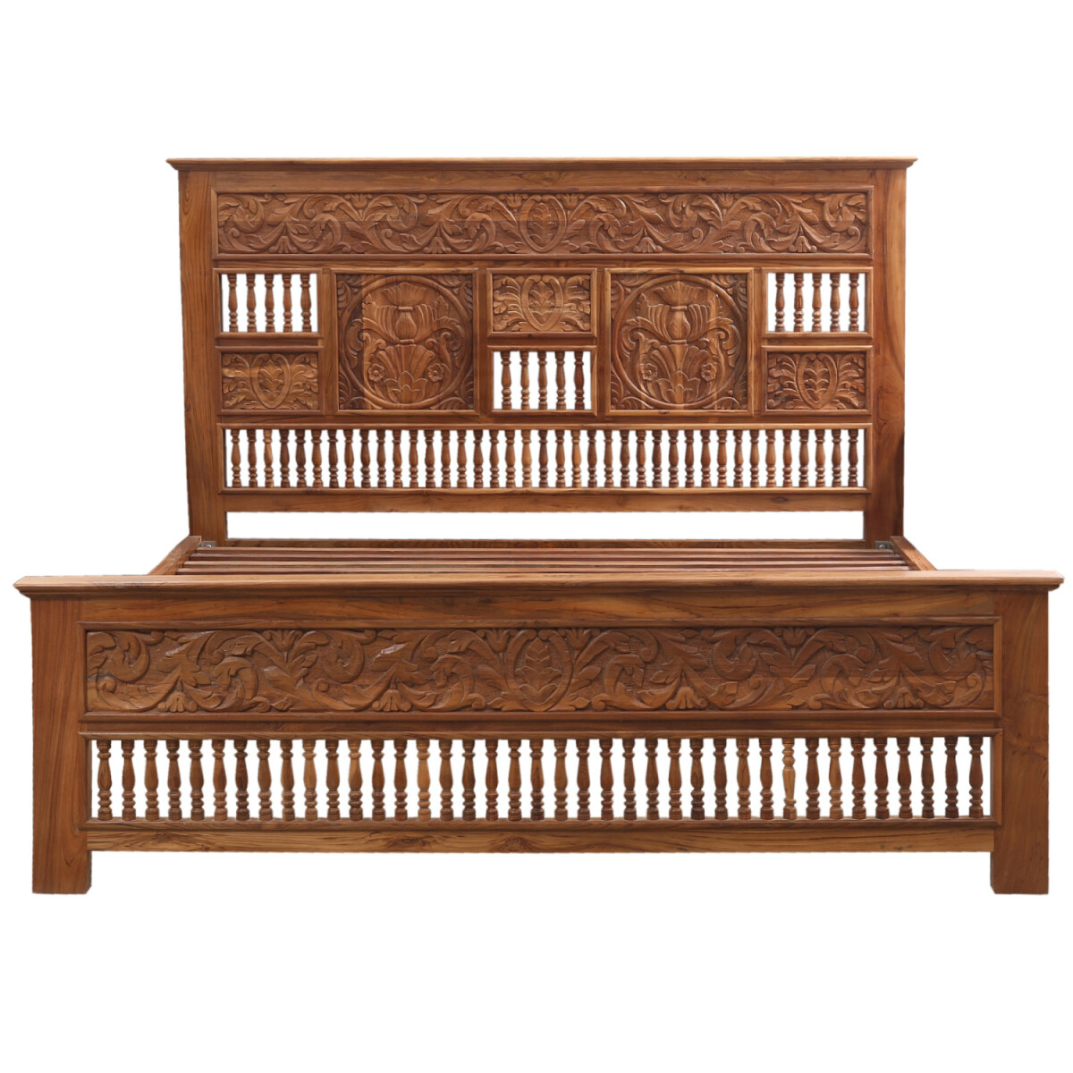 Vintage Bett Doppelbett aus Massivholz Sand