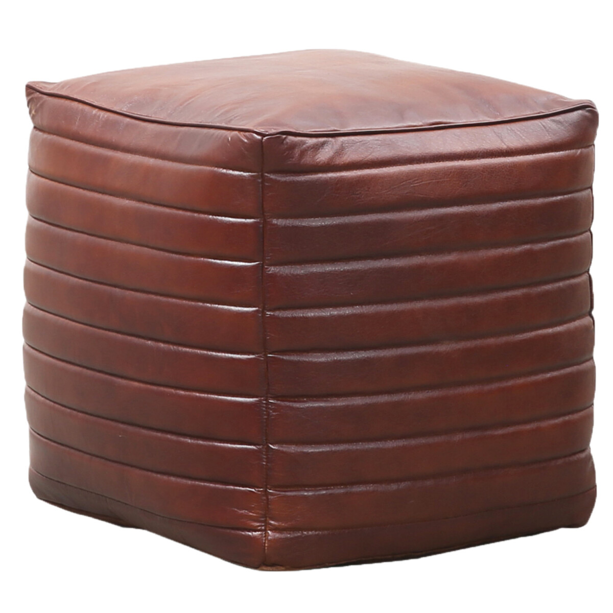 Pouf vintage en cuir Janeiro, de forme c box