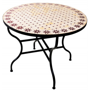 Table en mosaïque marocaine Soleil Beige Bordeaux...
