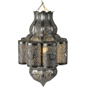 Lampe Harun Argent 45 cm | Plafonnier marocain en...