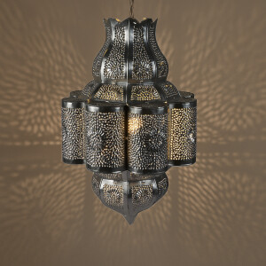 Lampe Harun Argent 45 cm | Plafonnier marocain en...