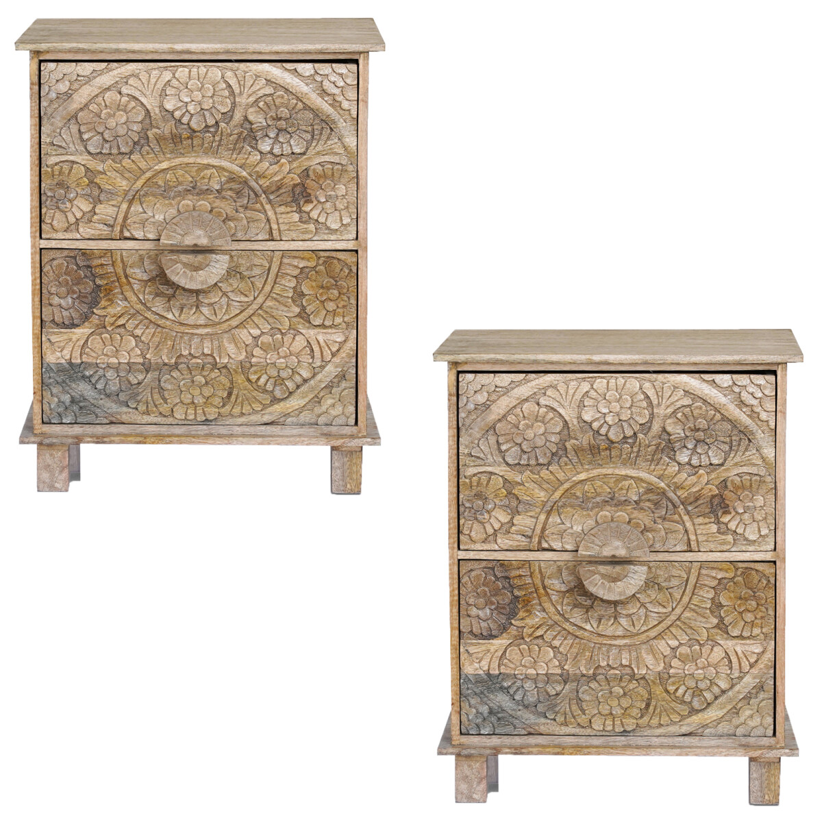 2er Set Nachttisch Rahim Massivholz 50cm box