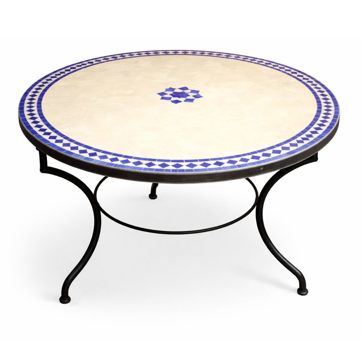 Table en mosaïque marocaine Bilbao Beige Bleu 100 cm | 