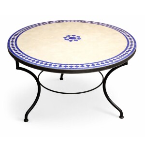 Table en mosaïque marocaine Bilbao Beige Bleu 100 cm...