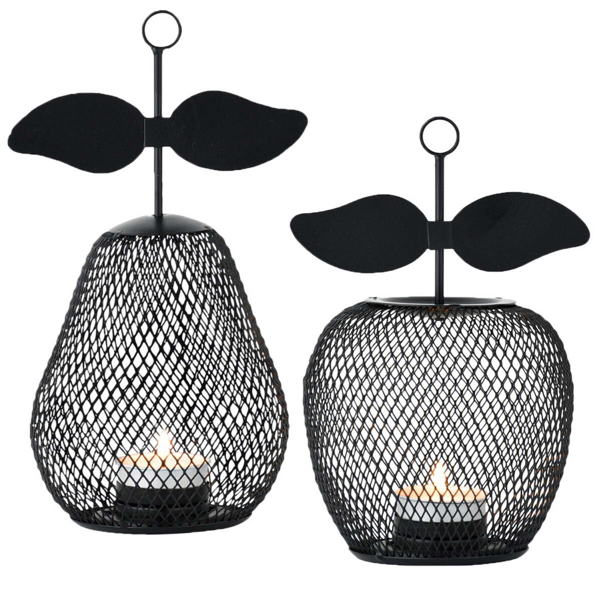 2er Set Aesthetic Teelichthalter Pear Manzana schwarz 23cm