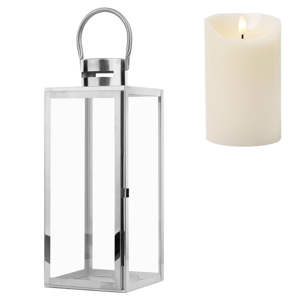 LED Laterne Gartenlaterne Jarda silber 39cm