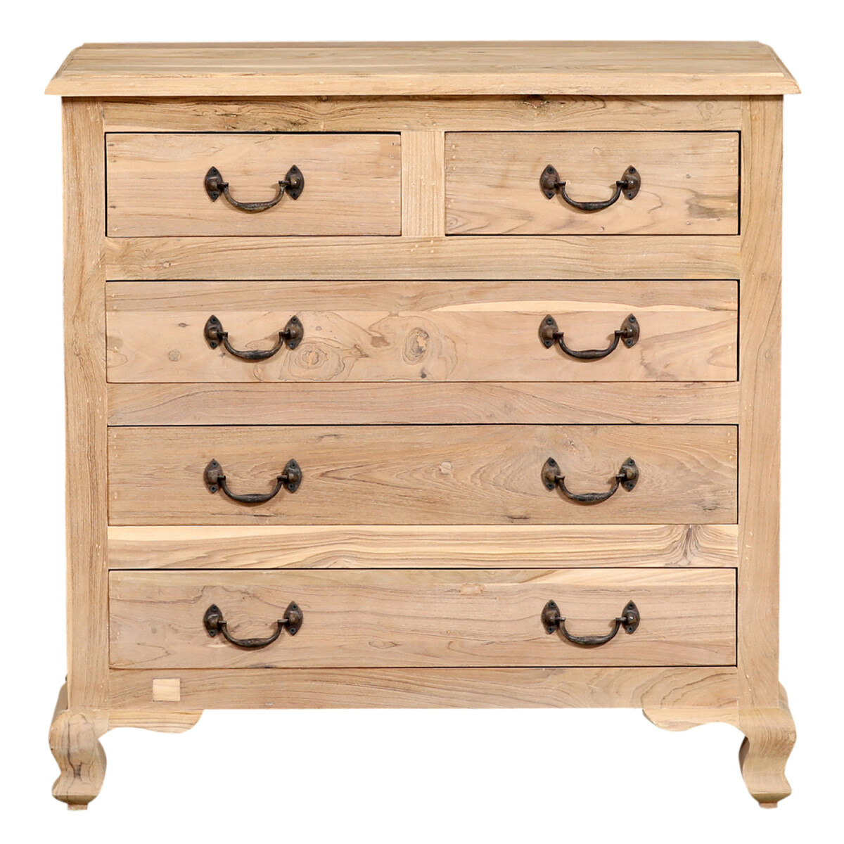 Kommode Abetare 90 cm Massivholz mit Schubladen & Metall