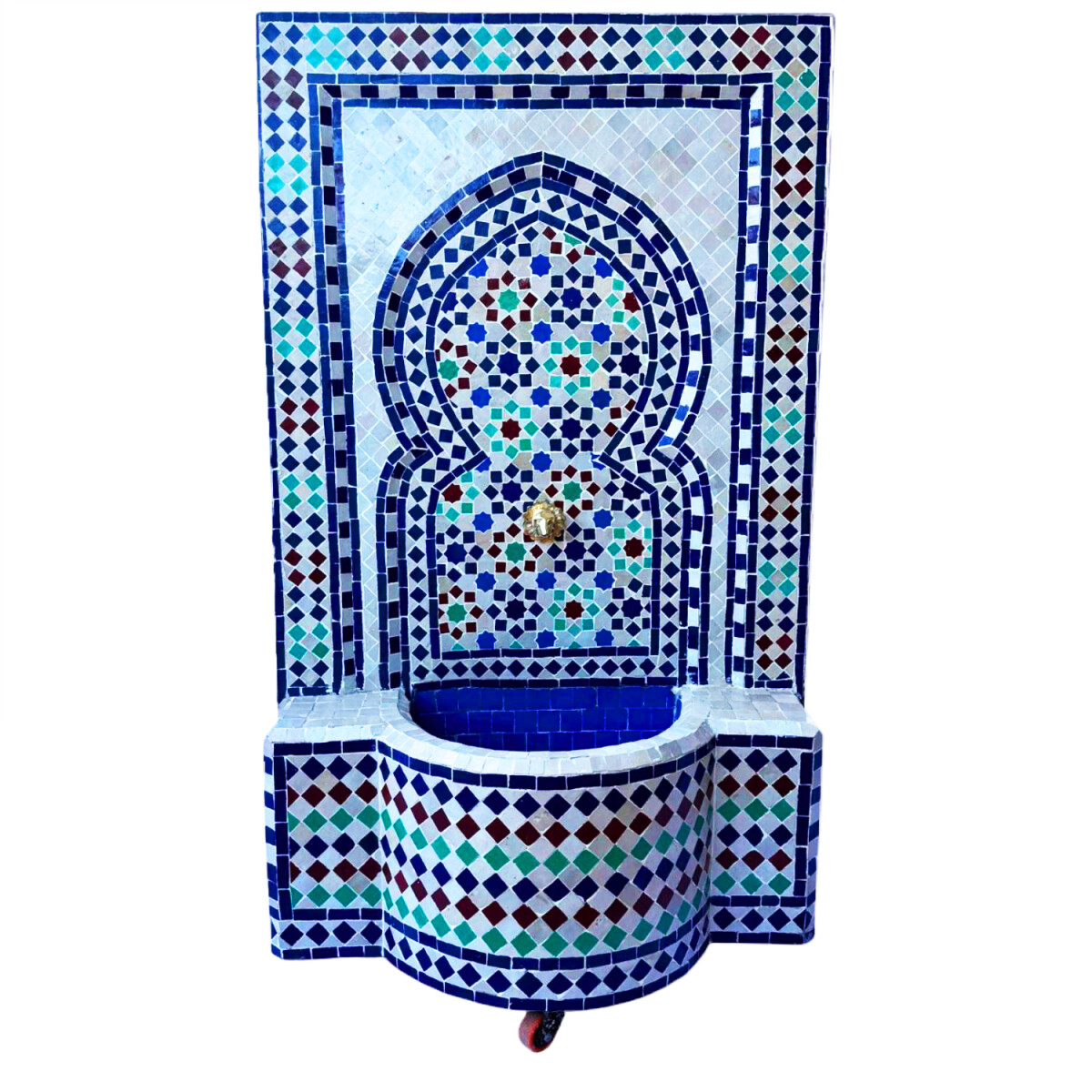 Marokkanischer Mosaik Gartenbrunnen 131cm | Boho Zimmerbrunn