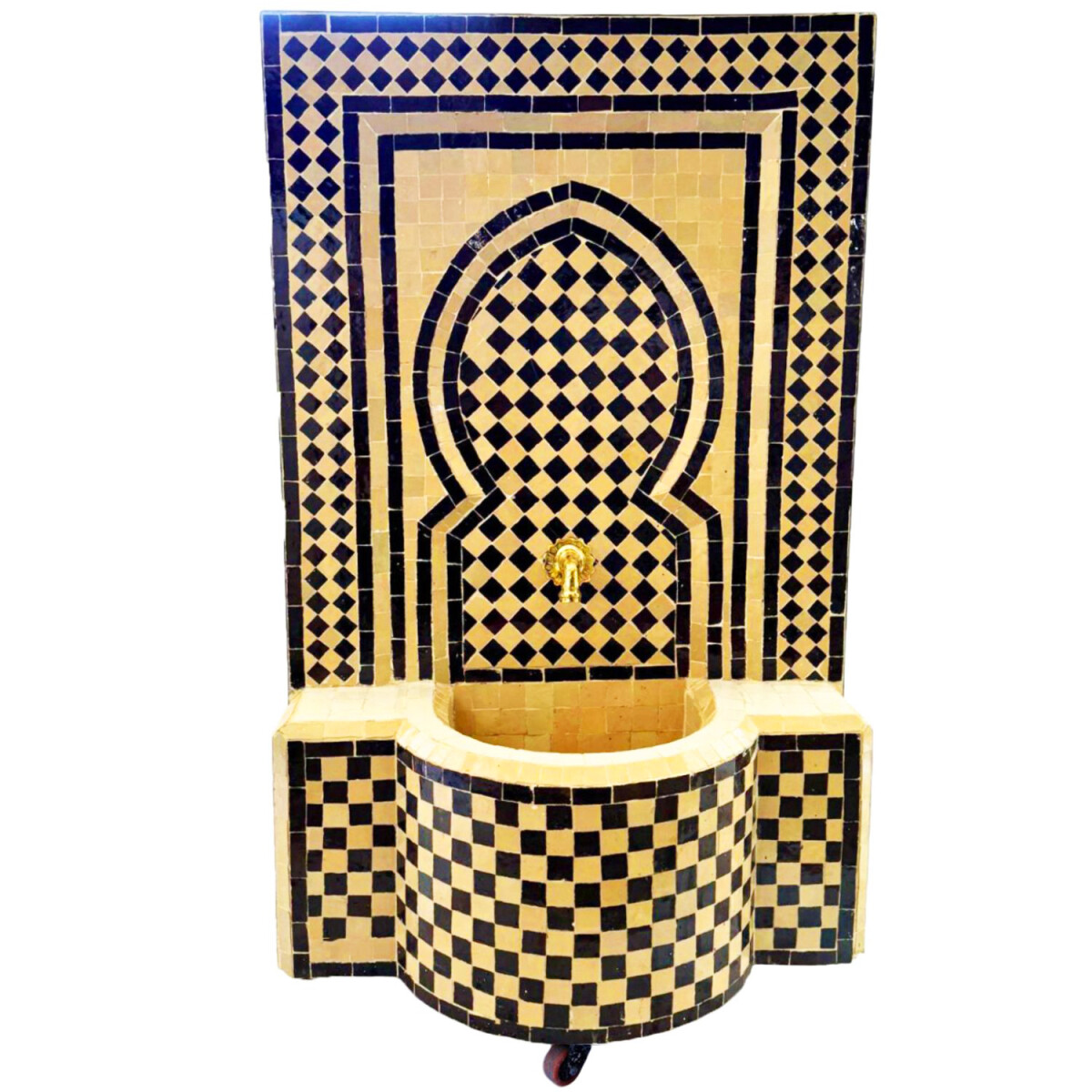 Marokkanischer Mosaik Gartenbrunnen 108cm | Boho Zimmerbrunn