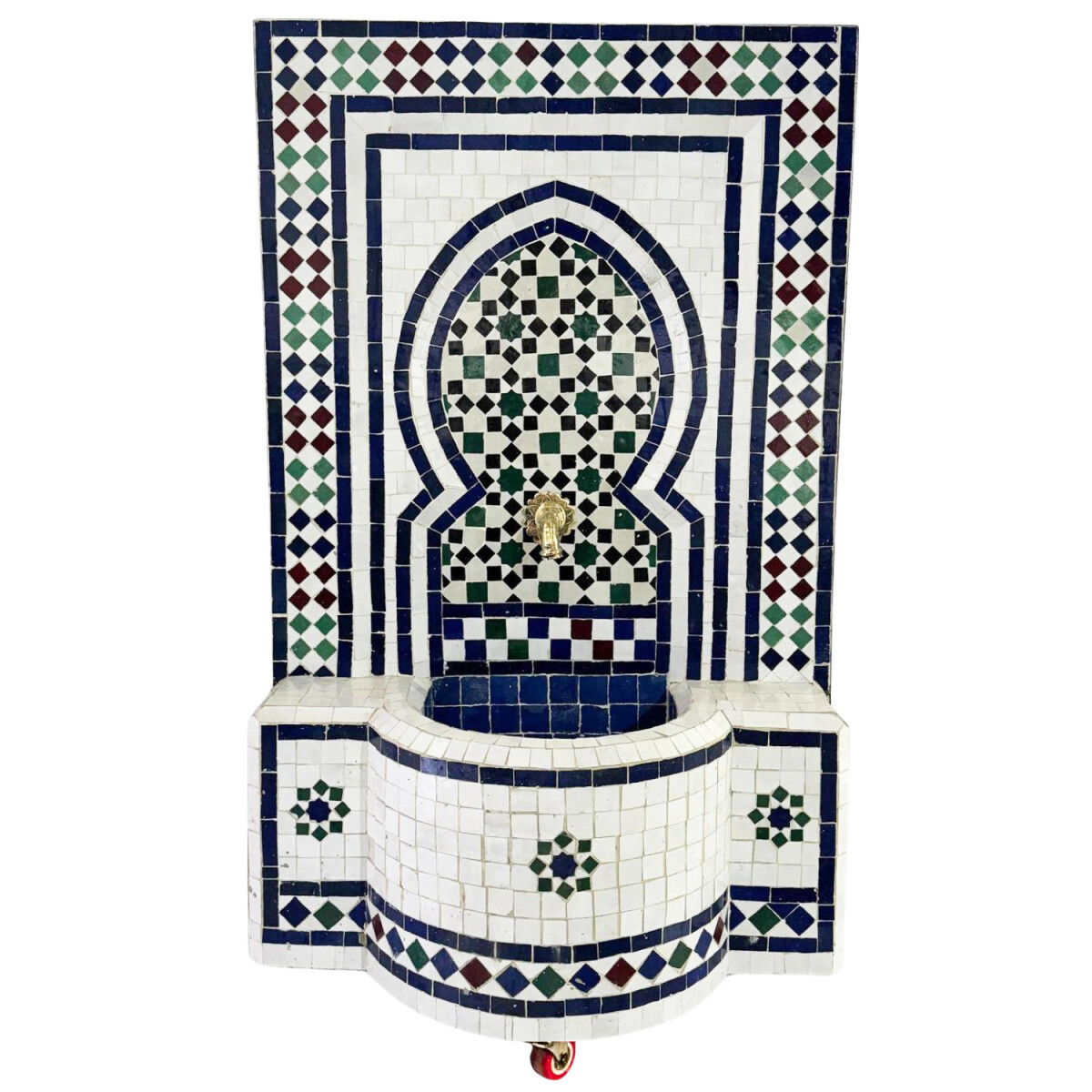 Marokkanischer Mosaik Gartenbrunnen 108cm | Boho Zimmerbrunn