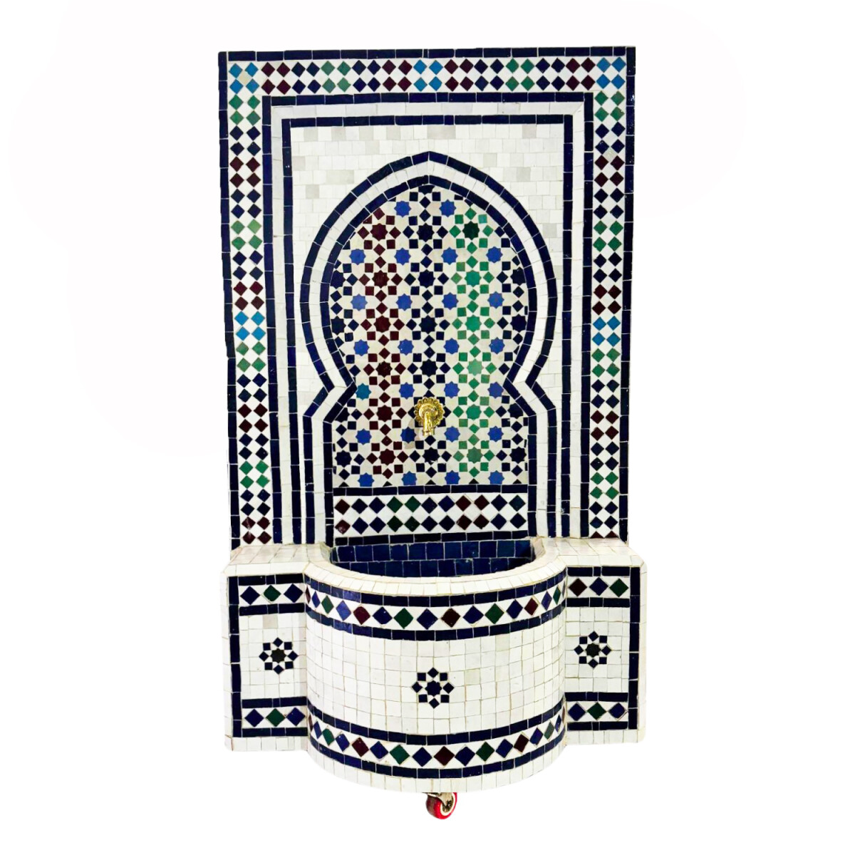 Marokkanischer Mosaik Gartenbrunnen 131cm | Boho Zimmerbrunn