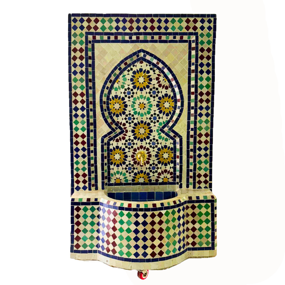 Marokkanischer Mosaik Gartenbrunnen 129cm | Boho Zimmerbrunn