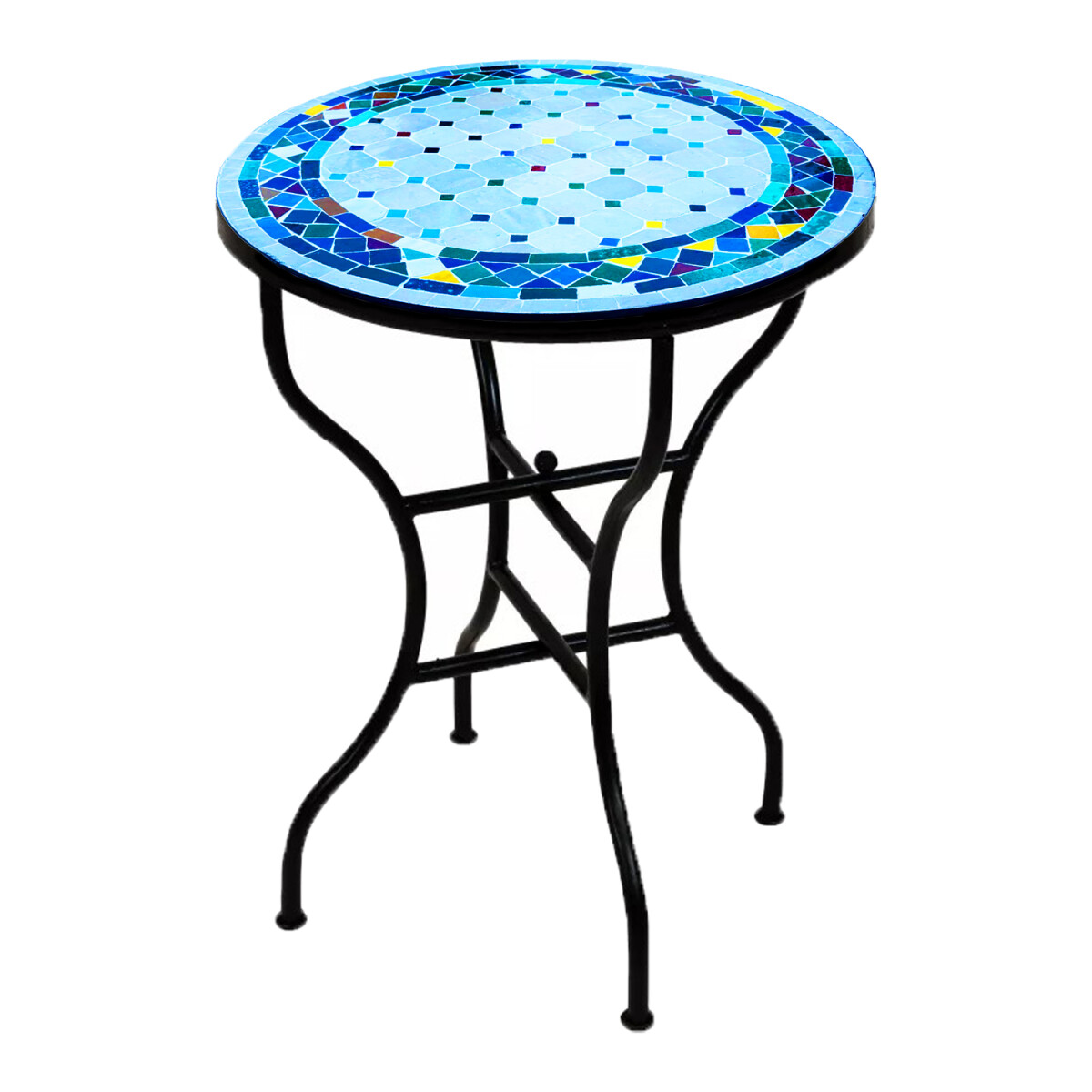 Marokkanischer Mosaiktisch Marrakesch Beige-Bunt Ø60 