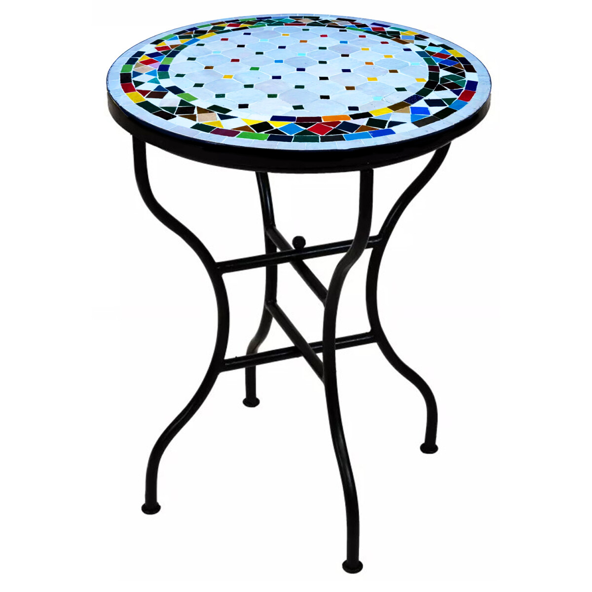 Marokkanischer Mosaiktisch Marrakesch Beige-Bunt Ø60 