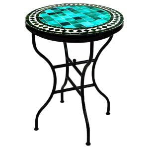 Table en mosaïque marocaine Marrakech, vert et noir,...