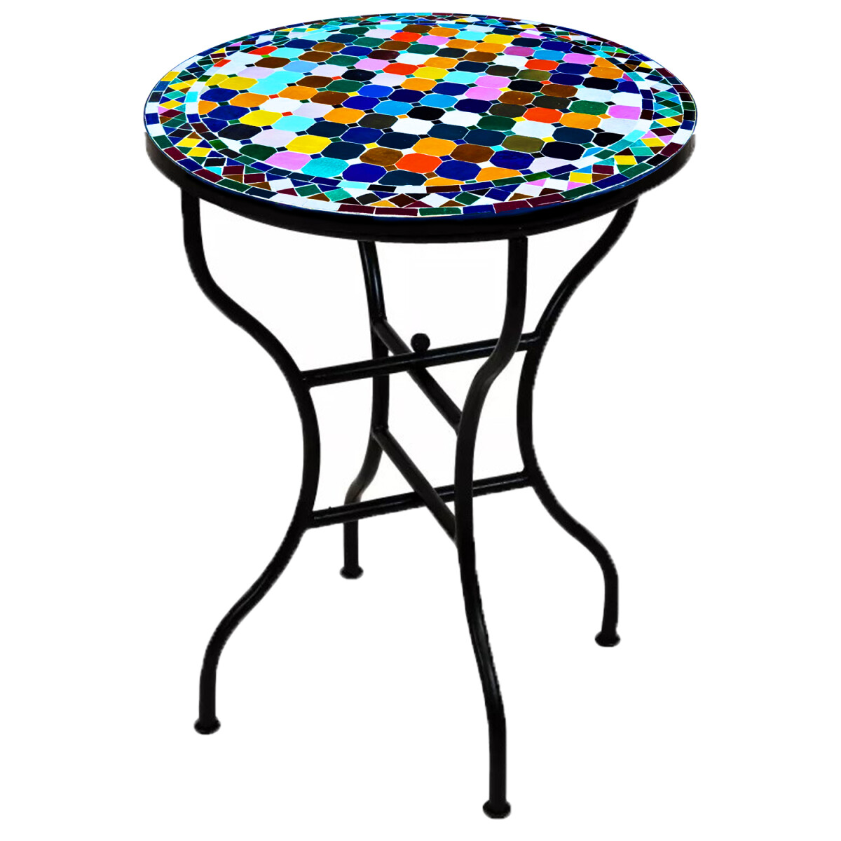 Table en mosaïque marocaine Marrakech multicolore 80 cm
