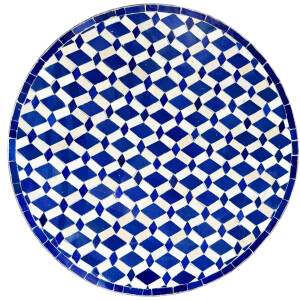 Table en mosaïque marocaine Moro bleu et blanc,...