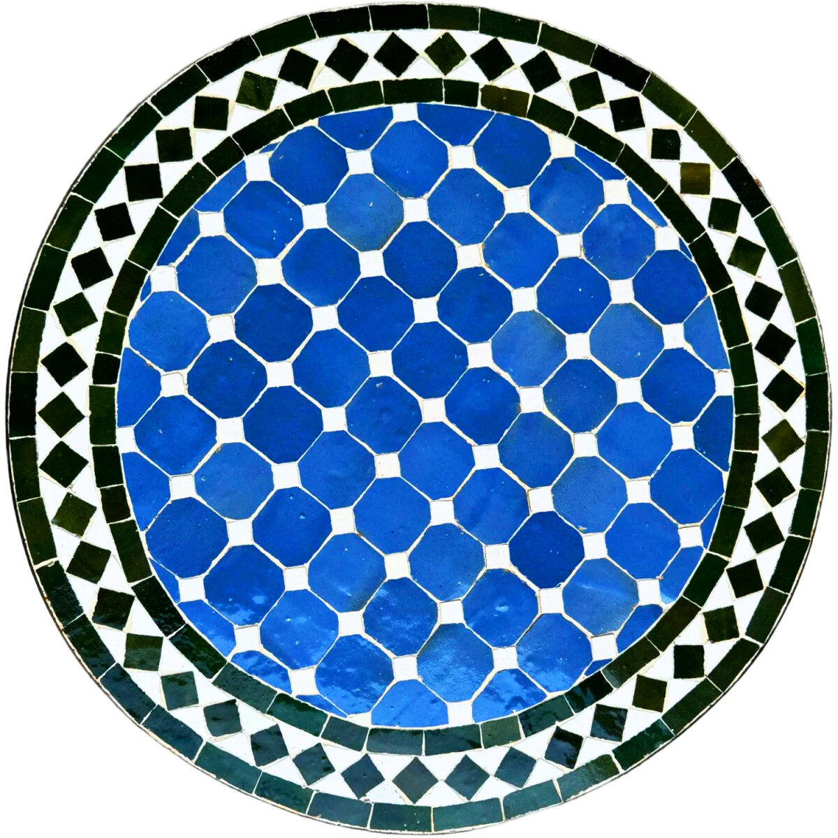Mosaikplatte Marrakesch Blau Schwarz - Rund 60cm