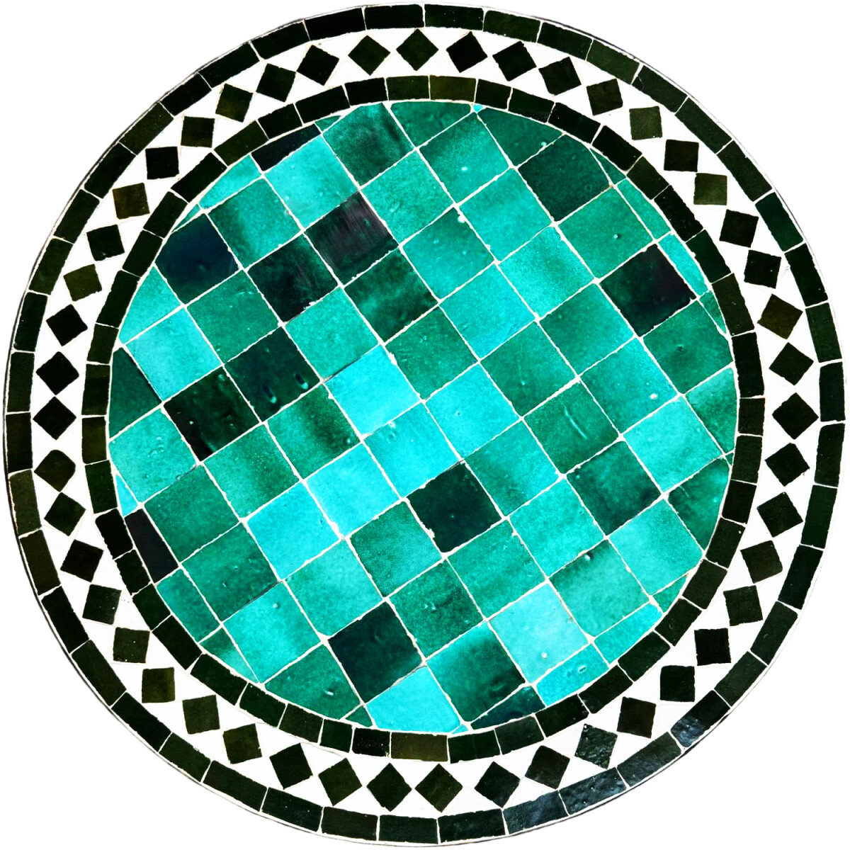 Mosaikplatte Marrakesch Gr&uuml;n Schwarz - Rund 60cm
