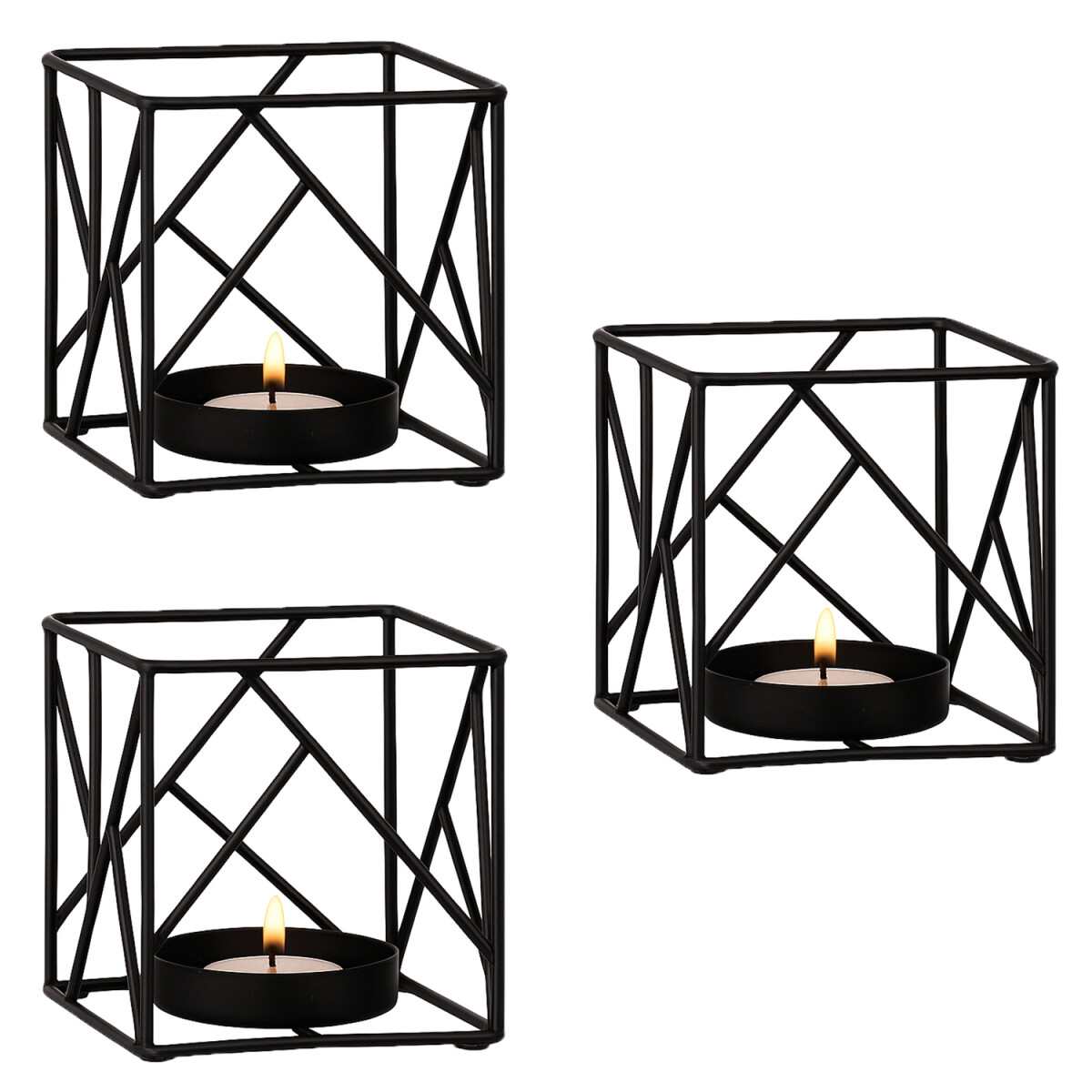 3er Set Sarpene -2- Teelichthalter aus Metall geometrisch sc