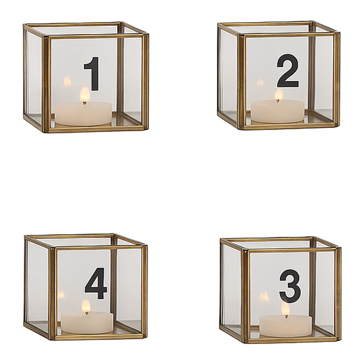 Virimi Teelichthalter 4er Set – Glas & Metall, Vin