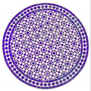 Table en mosaïque marocaine Albaicin beige et bleu,...