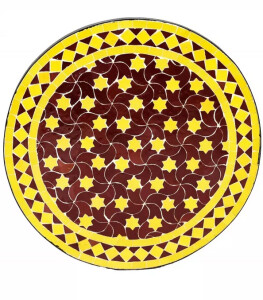 Table en mosaïque marocaine Estrella Bordeaux Jaune...