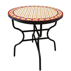 Table en mosaïque marocaine Giralda Beige Bordeaux...