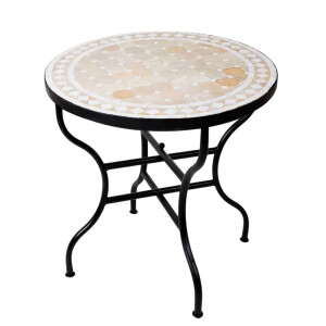 Table en mosaïque marocaine Marrakech, beige et...