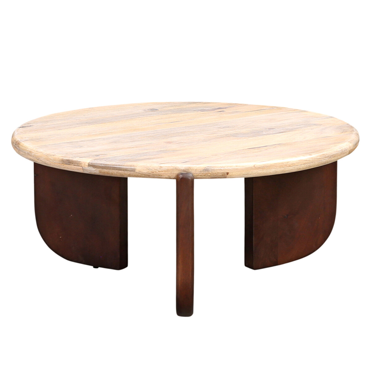 Couchtisch Adorata 80 cm – Rund aus Mangoholz mit brau