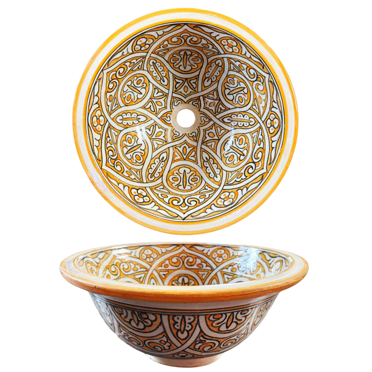 Lavabo en céramique marocaine peint à la main,