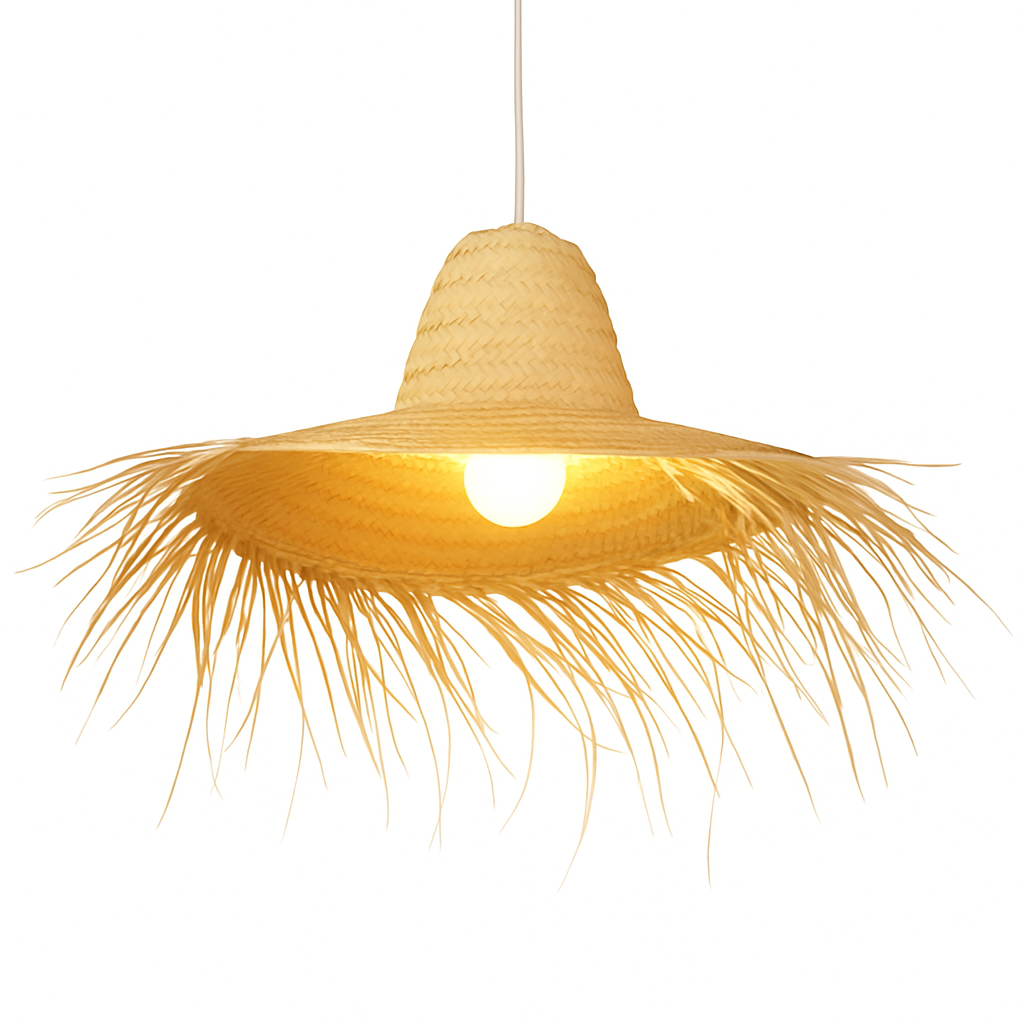 Pendelleuchte Toluca | Boho Hängelampe aus Palmenblatt 