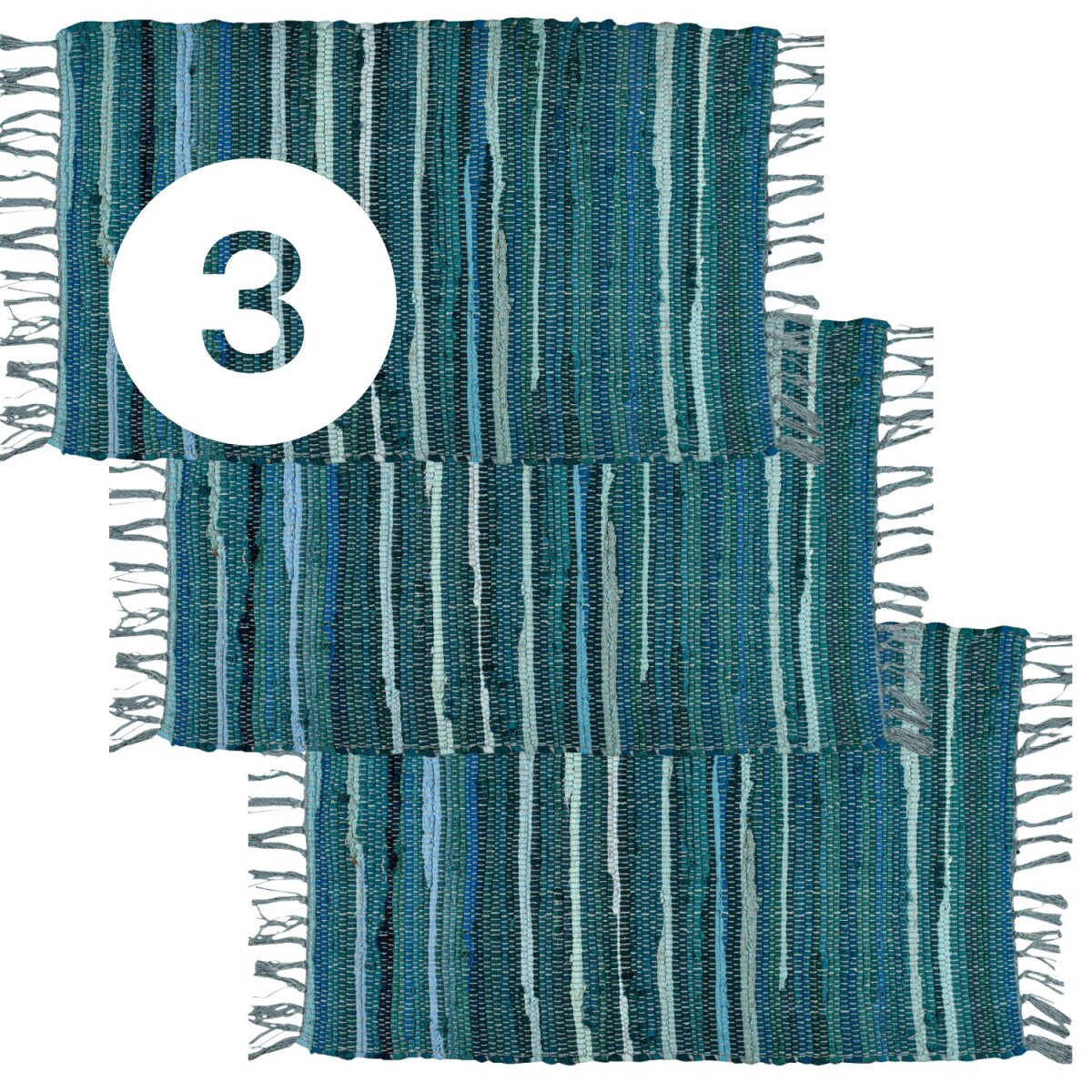 Lot de 3 tapis Callum Bleu 90 × 50 box