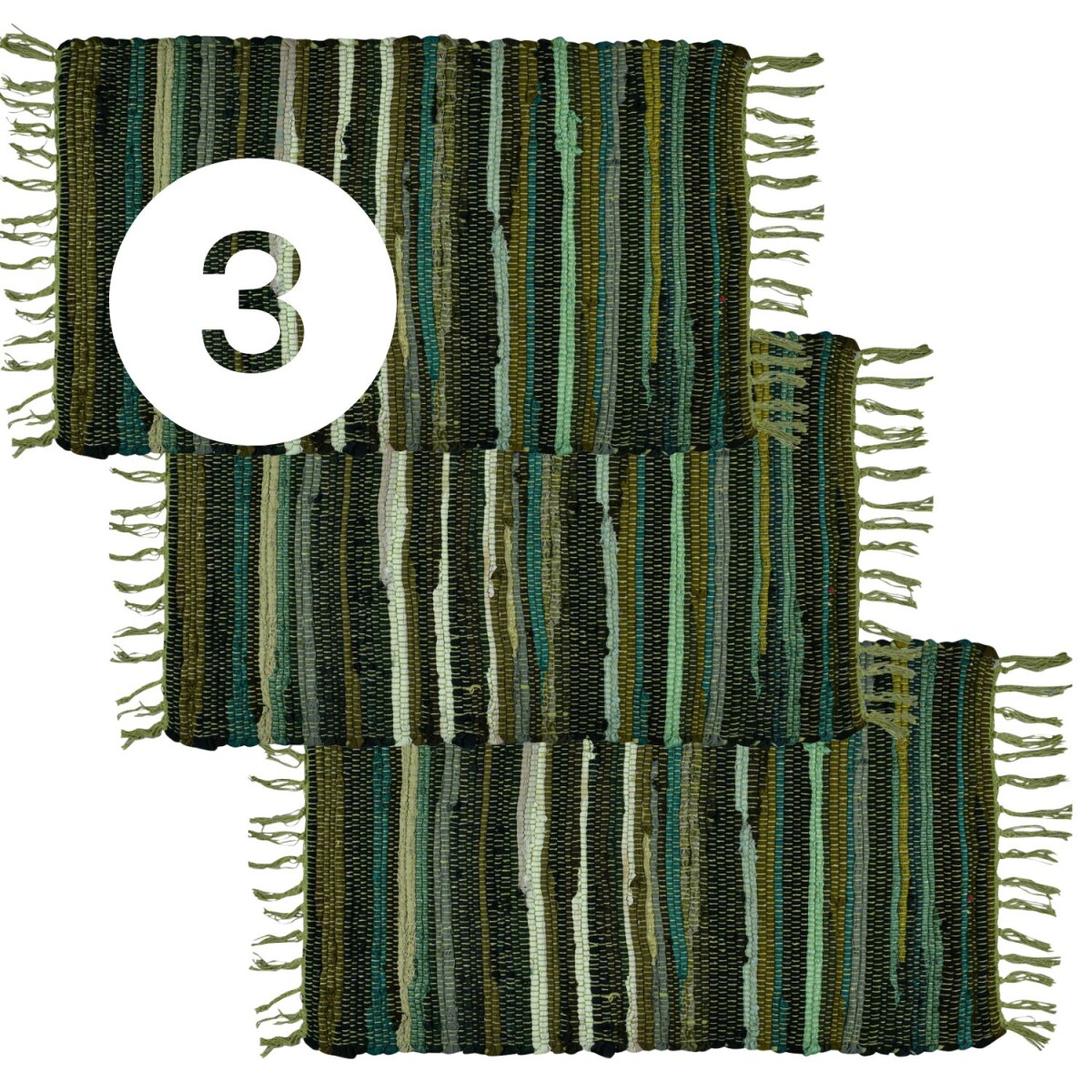 Lot de 3 tapis Callum vert 90 × 50 box