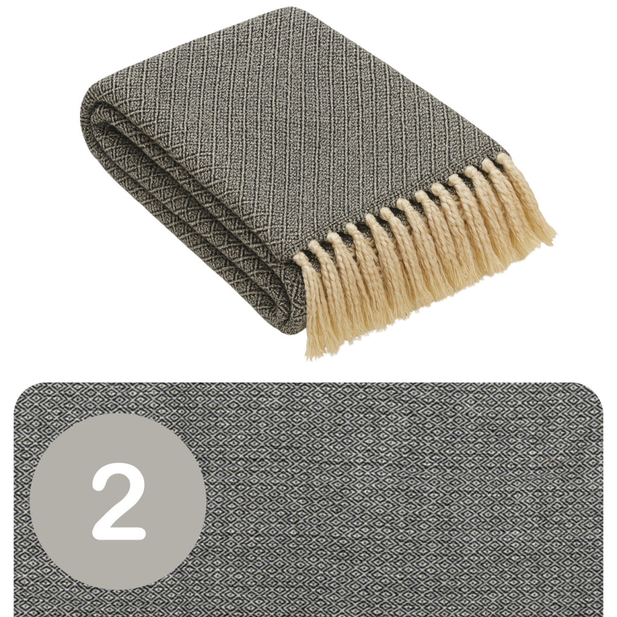 2er Set Calix Tagesdecke Decke Dunkelgrau 125x150 aus...