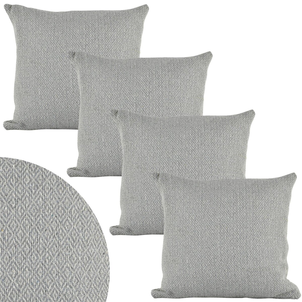 Lot de 4 housses de coussin Calix grises box