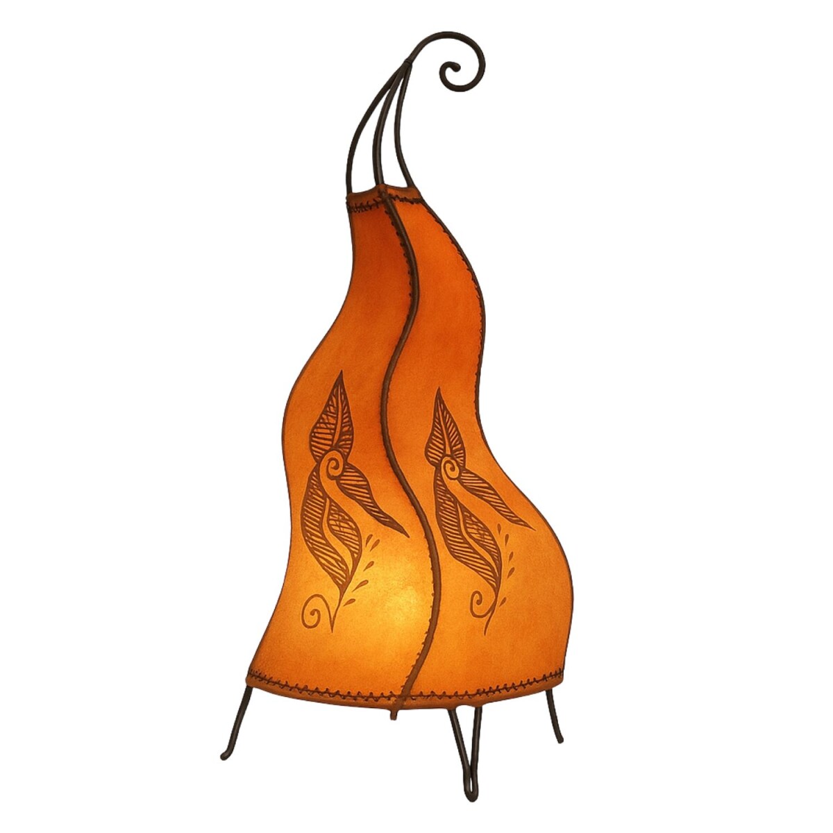 Lampadaire Mogador Orange, lampe en cuir box