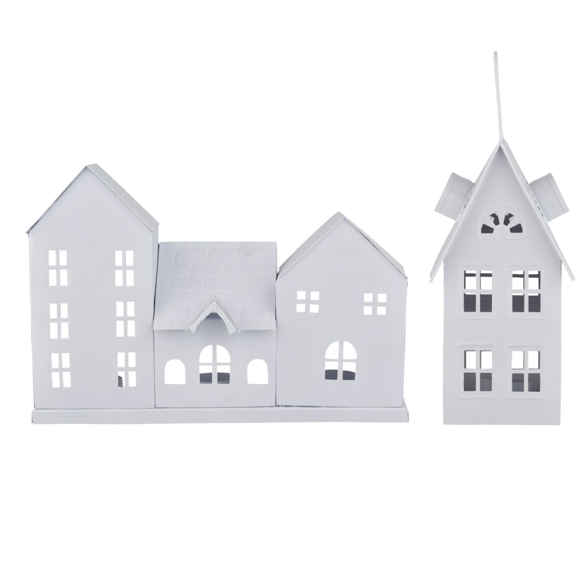 2er Set Häuserzeile Teelichthalter Calibri weiß |