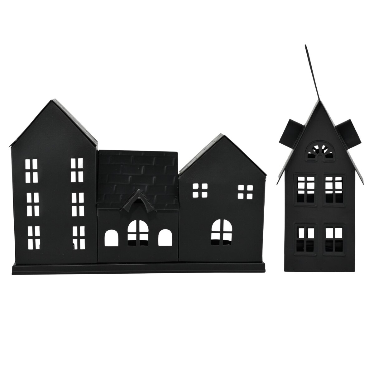 2er Set Häuserzeile Teelichthalter Calibri schwarz | Sc