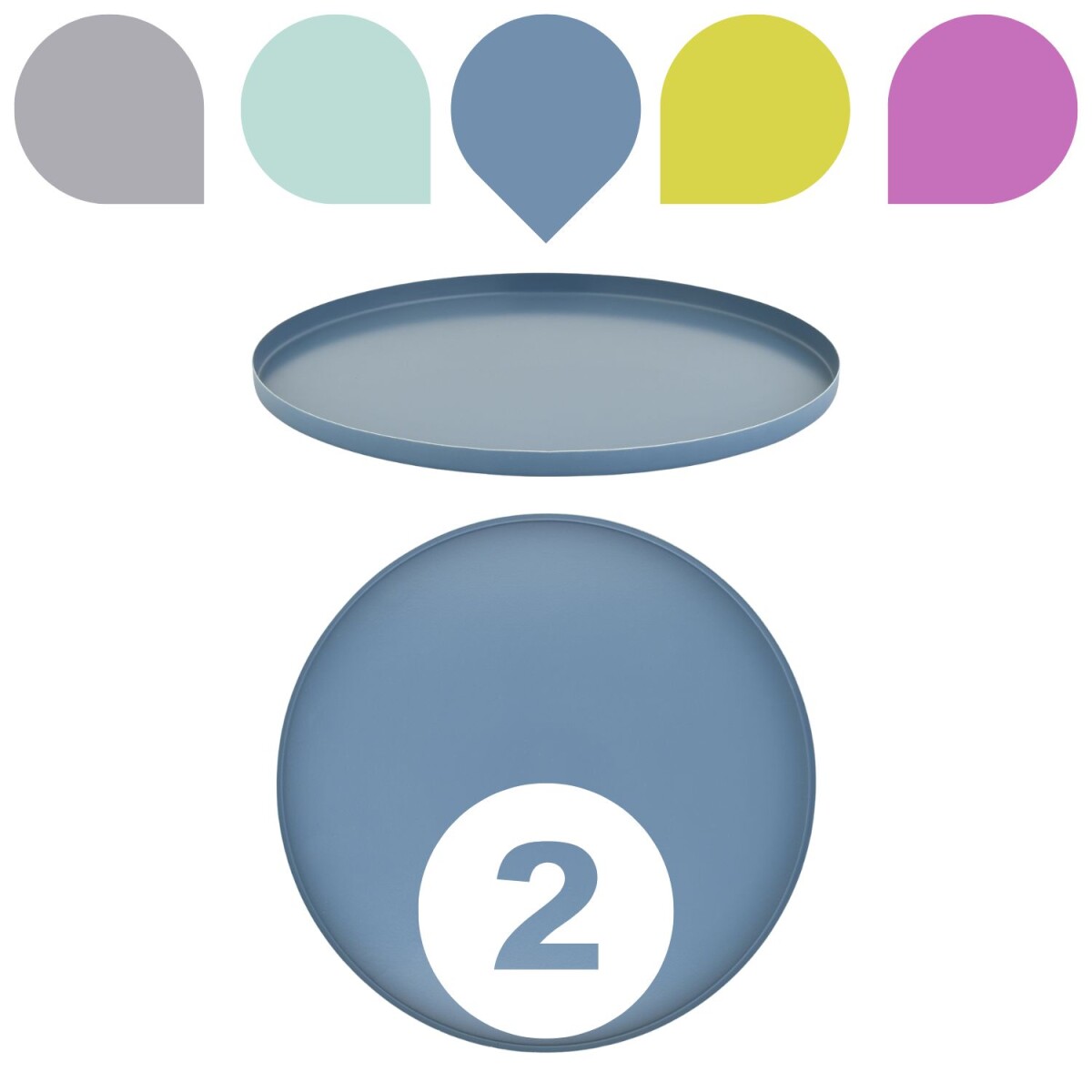 2er Set Callie Anthrazit Tablett rund 25cm | Boho Chic Dekoa