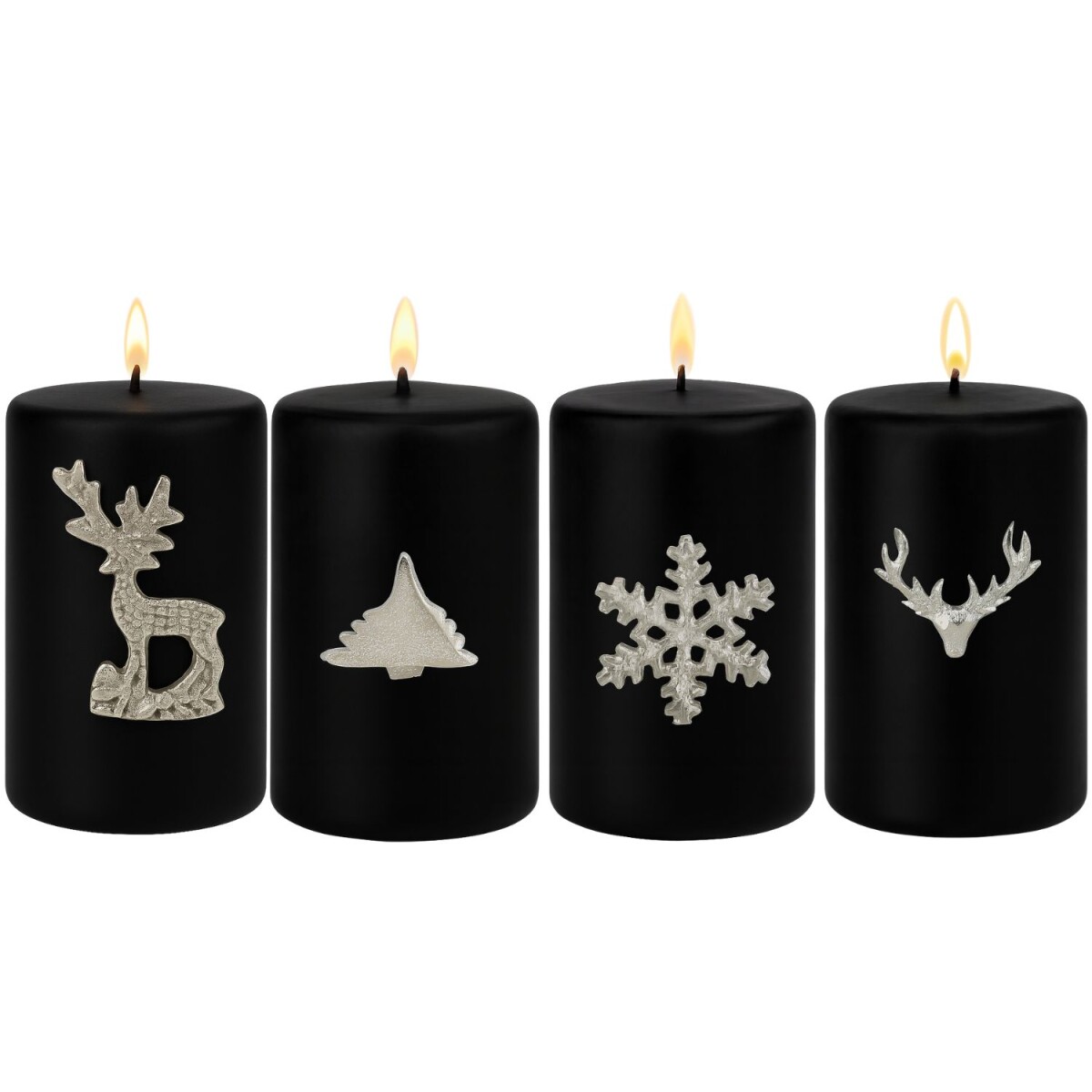 4er Set Kerzenpin Caloge FHIB 6cm Silber | Boho Vintage Kerz
