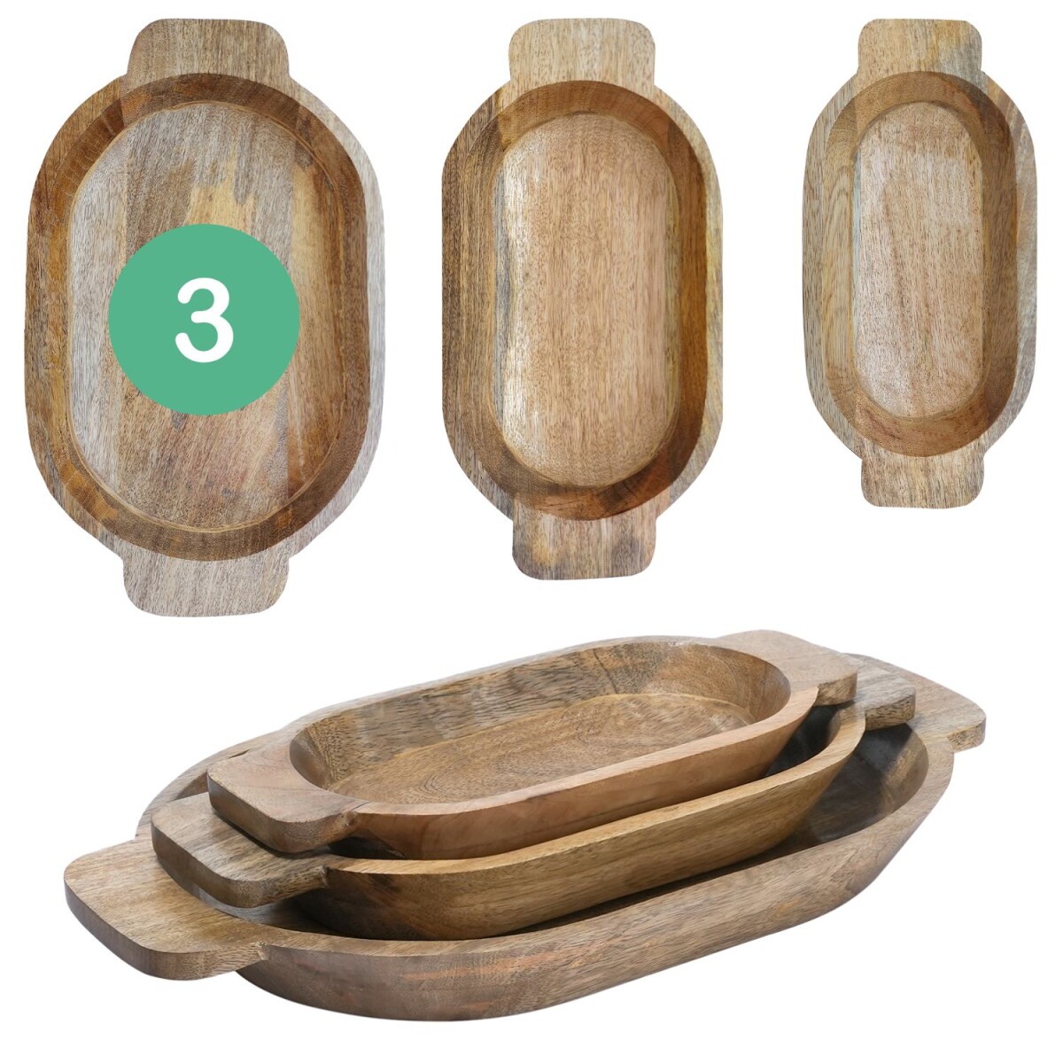 Lot de 3 plateaux ovales Kahla | Plateau box