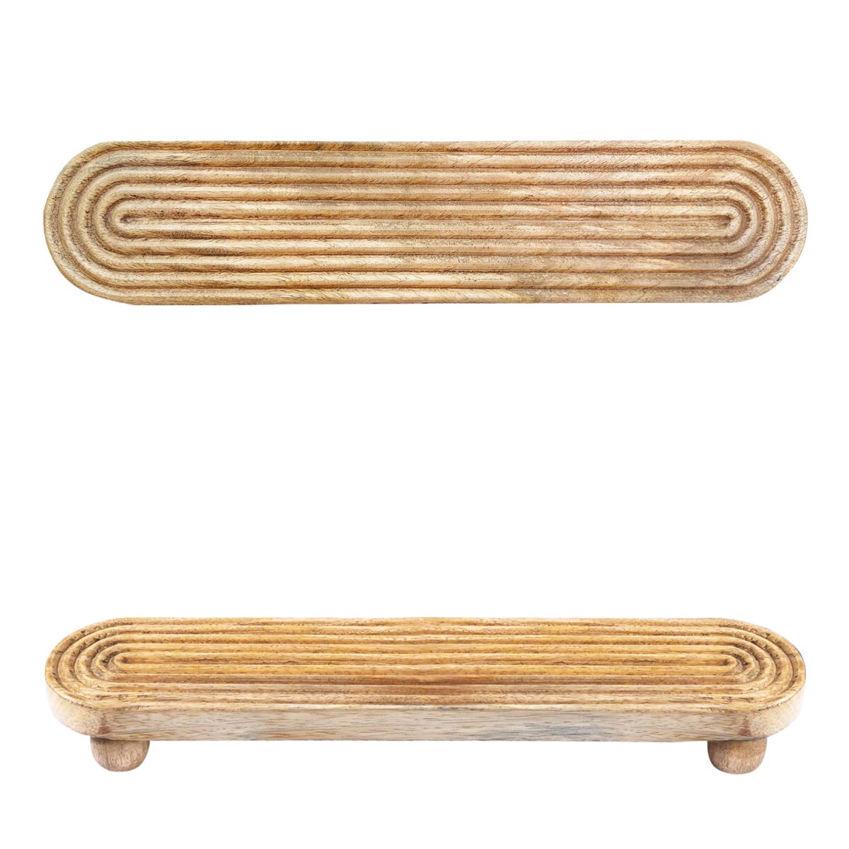 Kerzentablett Cailin | Ovales Mangoholz Deko-Tablett 45 cm