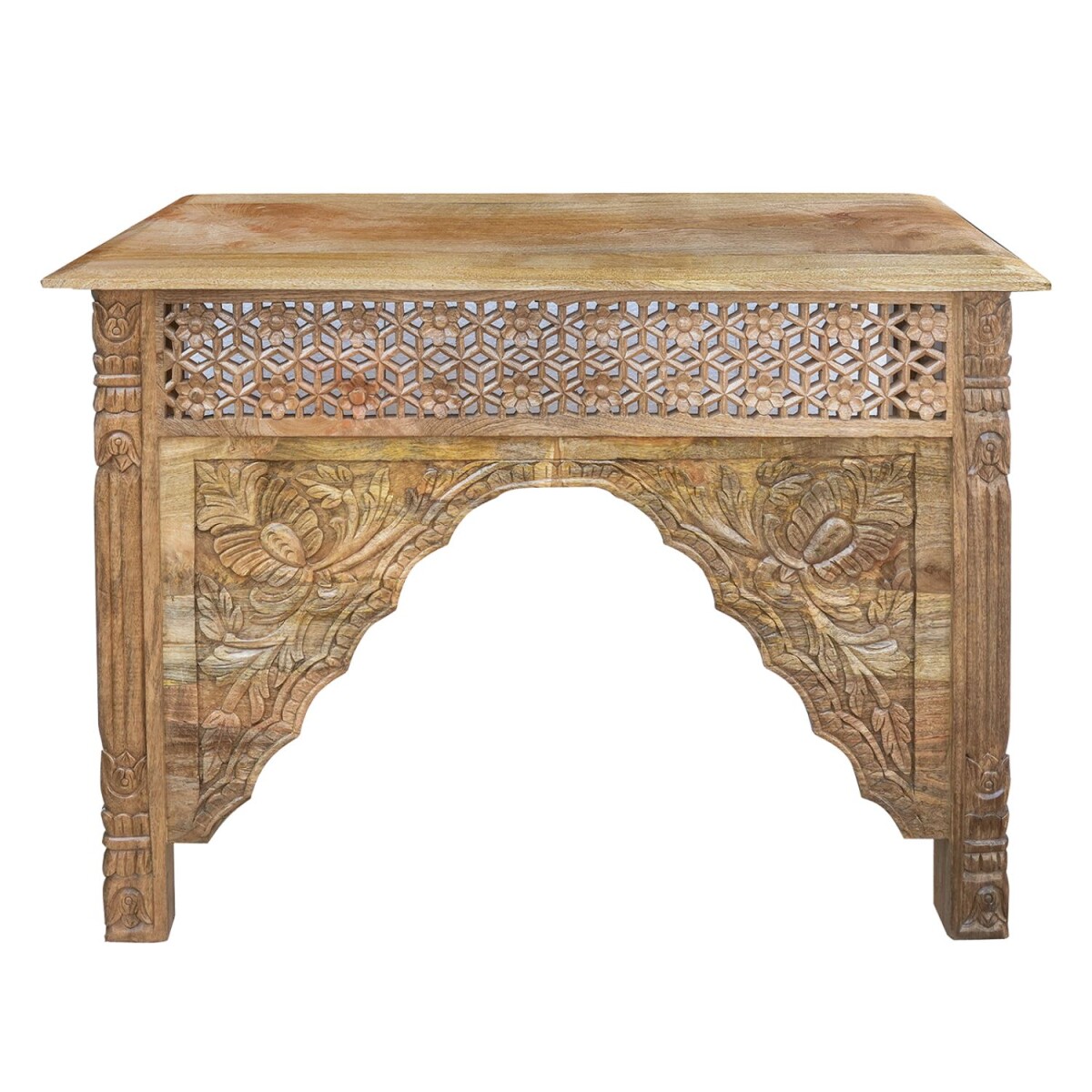 Konsole Laiminia handgeschnitzt Mangoholz H 75cm × B 1